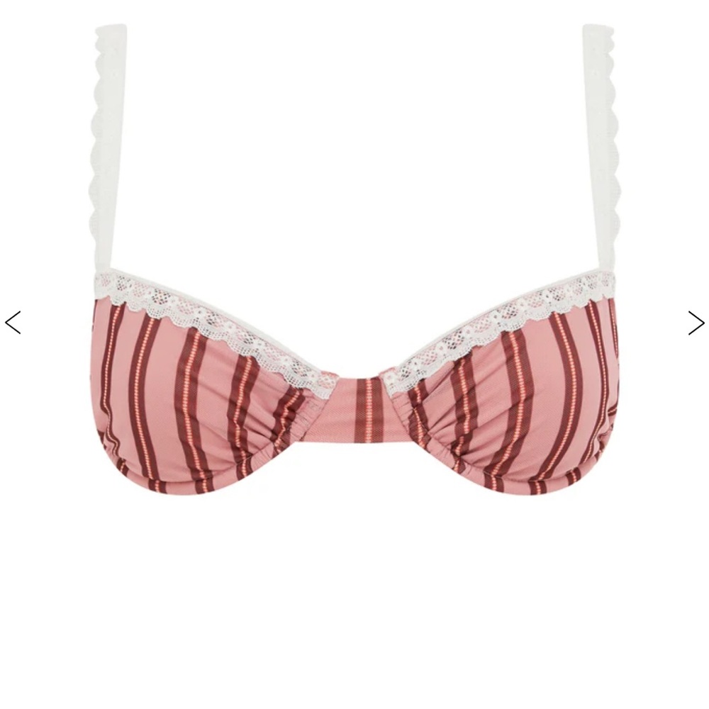 NWT With Jean Jeanie Bikini Top | Pink Stripe